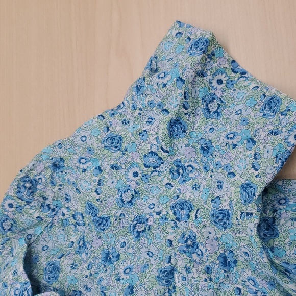 J. Crew Liberty Fabric Button Down Shirt 12 Size M Slim Fit Short Sleeve, Blue - Picture 3 of 4